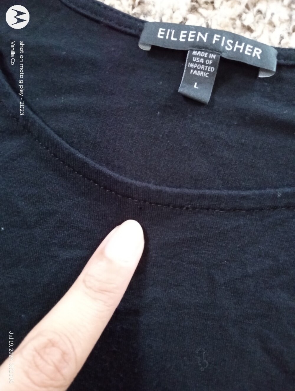 Eileen Fisher Jersey Scoop Neck Tunic Black Large - Picture 10 of 12